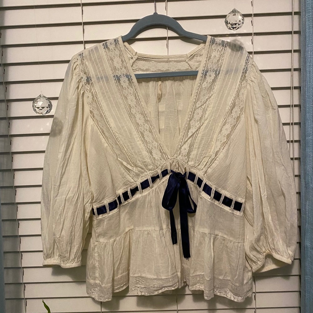 Free People Blouse w/ Ribbon